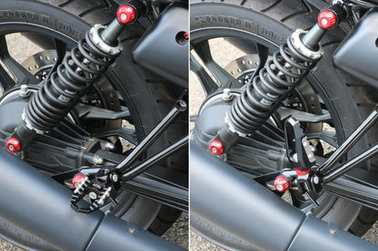Passagier voetsteunen set 'Offroad' Ducati Diavel Carbon (2011-2018) zwart ingeklapt en uitgeklapt