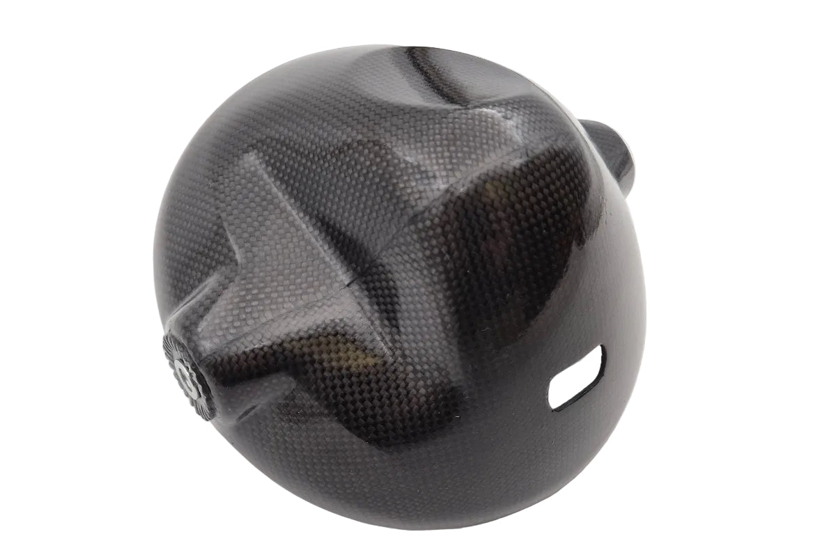 Linker aanzicht van volledig carbon koplamp behuizing voor Ducati Monster