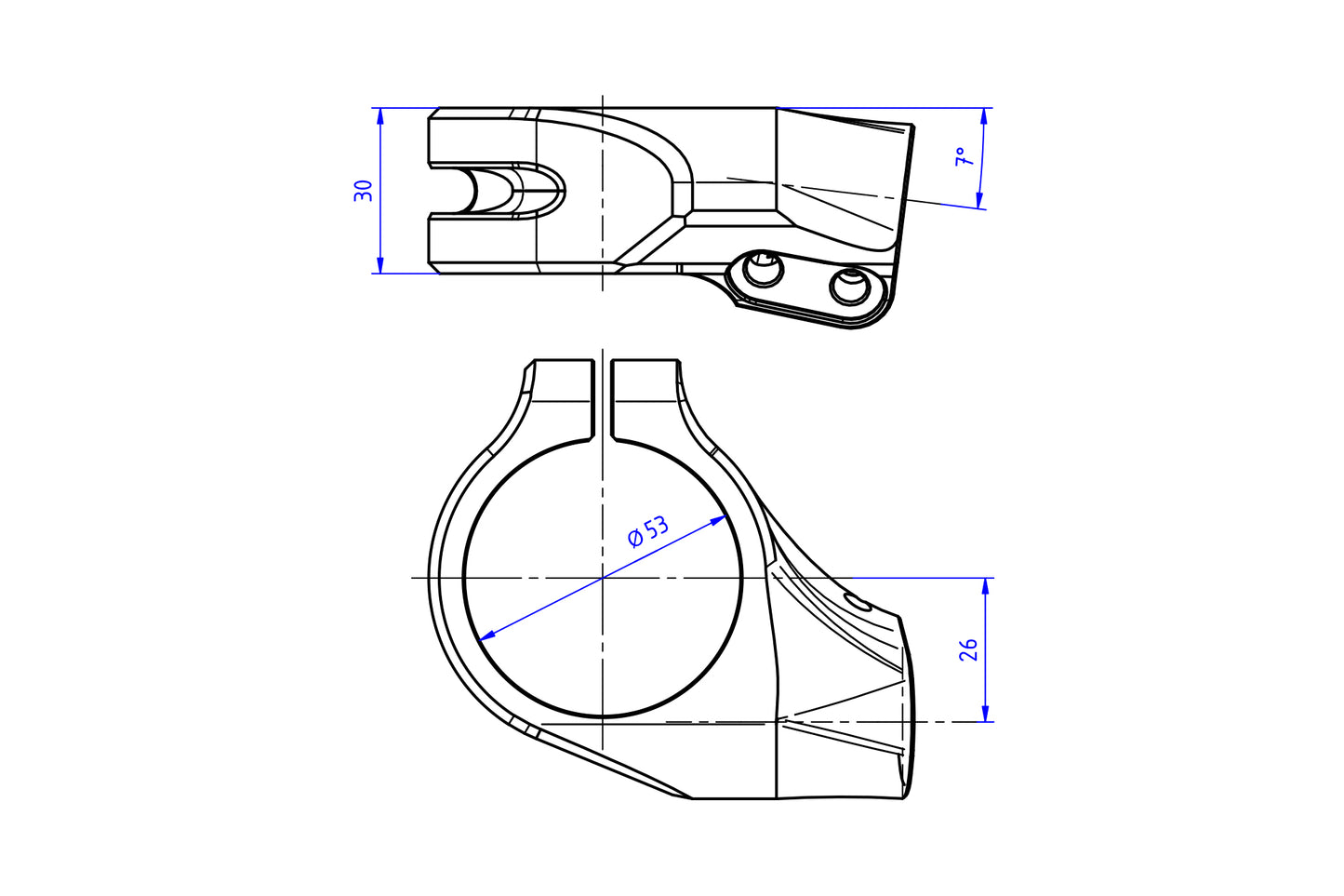 Clip-ons 53mm diameter / 26mm offset met stuurdemperbeugel Ducati Panigale V4 (2025+)