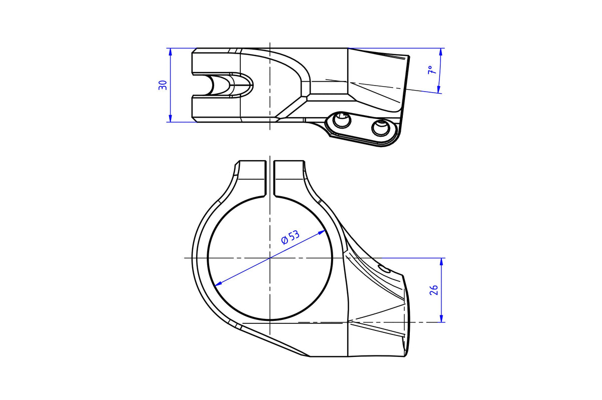 Clip-ons 53mm diameter / 26mm offset met stuurdemperbeugel Ducati Panigale V4S (2027+)