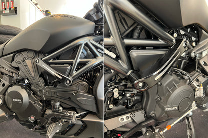CNC Racing valblokset aluminium bicolore zwart-zilver - Ducati Diavel 1260 (2019-2022)