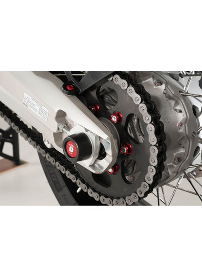 Rear axle slider set - black red gold silver