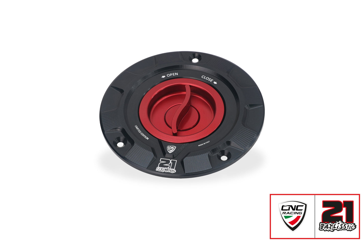 Snelsluiter tankdop Troy Bayliss Limited Edition Ducati Streetfighter V4 S (2023+) zwart-rood vooraanzicht links