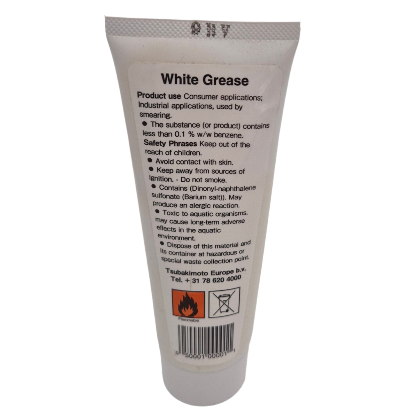 Tsubaki kettingvet 80cc achteraanzicht etiket White Grease 5720000025