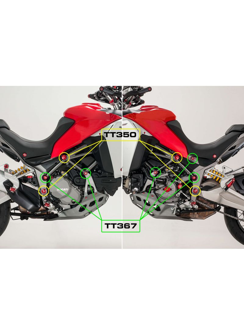 Framecap kit for larger holes Ducati Multistrada Enduro