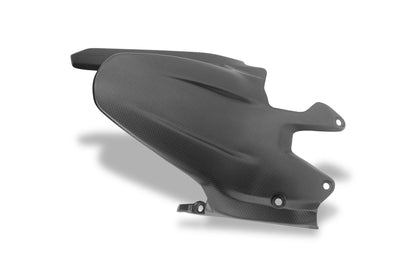 Bovenaanzicht linksboven van CNC Racing ZA222Y mat carbon achterspatbord Streetfighter V2 en Monster V2