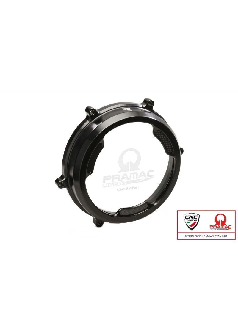 Clear oil bath clutch cover with carbon fiber inlay for Ducati Panigale Pramac Racing Lim. Ed.