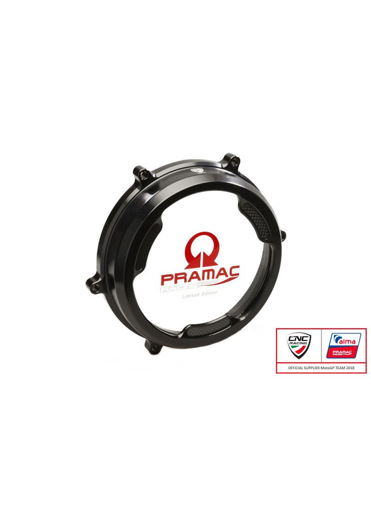 
                  
                    Clear oil bath clutch cover with carbon fiber inlay for Ducati Panigale Pramac Racing Lim. Ed.
                  
                