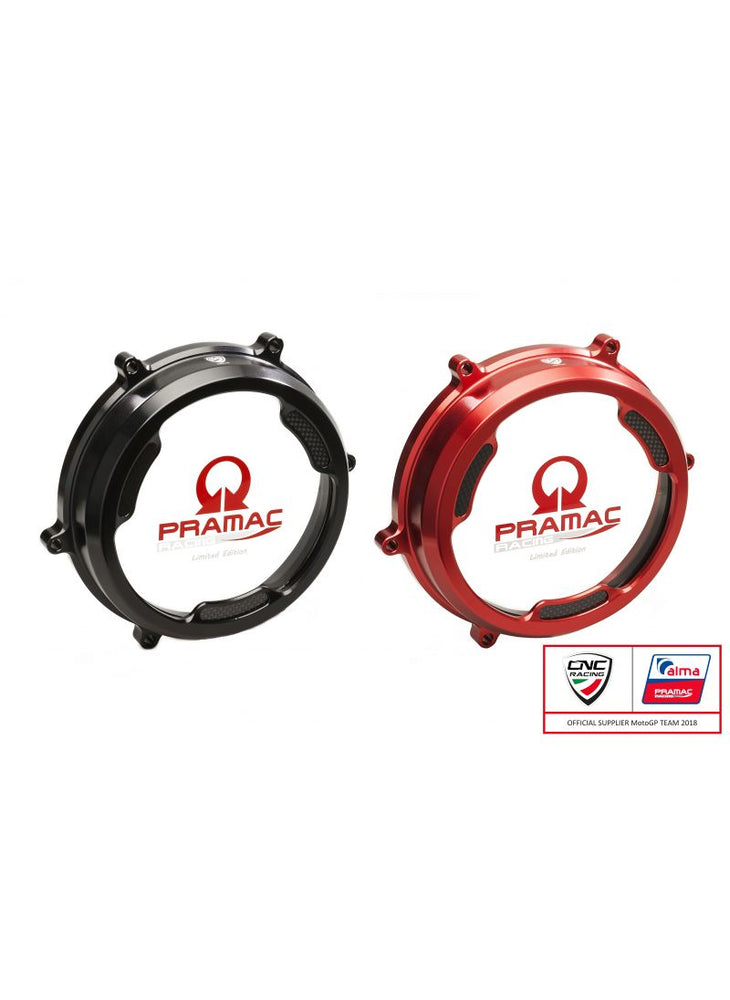 
                  
                    Clear oil bath clutch cover with carbon fiber inlay for Ducati Panigale Pramac Racing Lim. Ed.
                  
                