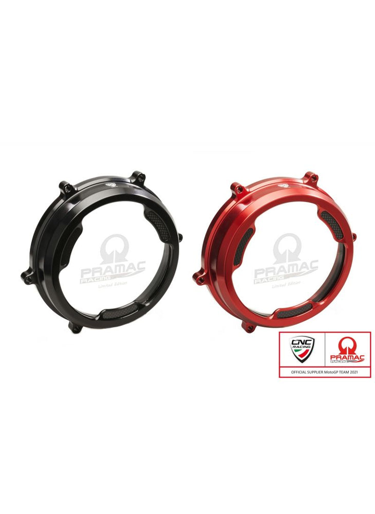 
                  
                    Clear oil bath clutch cover with carbon fiber inlay for Ducati Panigale Pramac Racing Lim. Ed.
                  
                