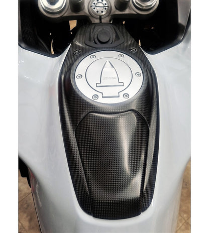 VERKOCHT_Carbon Tankcover met Telefoonvakje – Ducati Multistrada V4 (2021–2024) – (gebruikt)