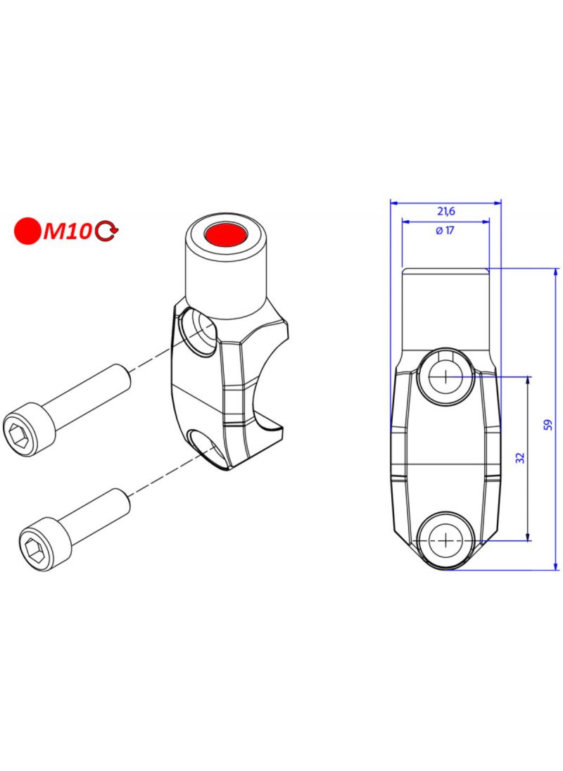 Brembo bracket with mirror adapter right