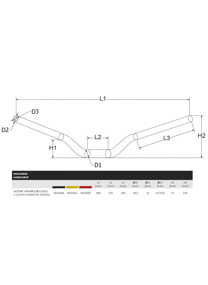 Handlebar 22-29mm Fatbar CNC Racing Ducati Hypermotard 1100 EVO (2010-2012)