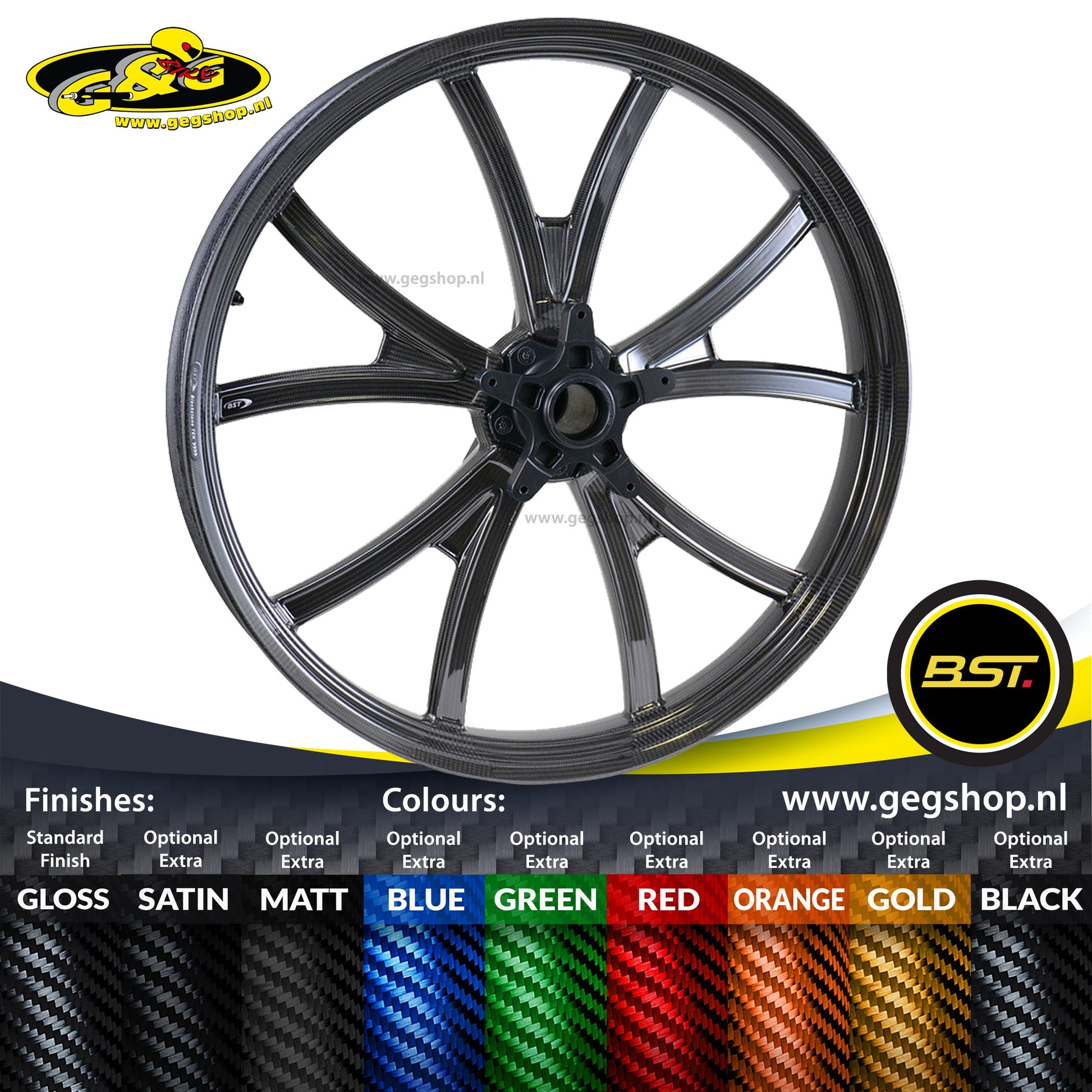 BST Torque TEK 3.5x16" carbon voorvelg voor Harley Davidson FLHR Road King (2010)