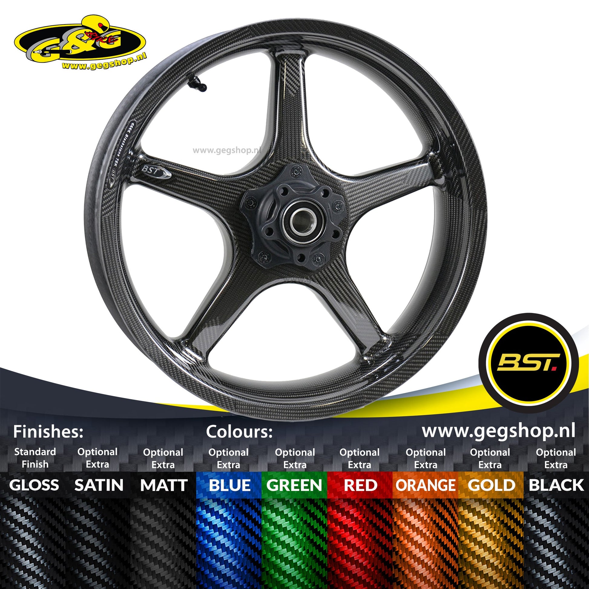 BST Twin TEK 6x17'' carbon achtervelg voor Harley Davidson FLTRX Road Glide (2009 - 2020)