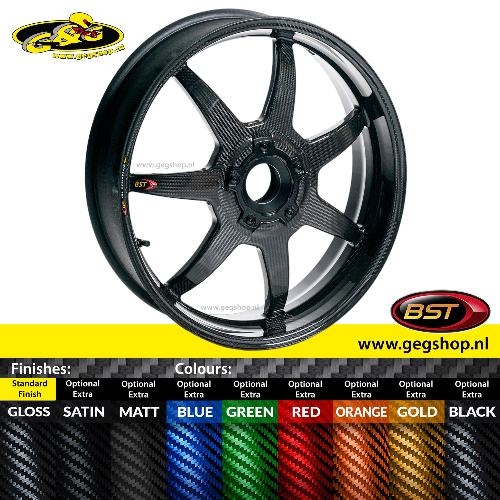 BST Carbon Achtervelg Mamba TEK 6,0 x 17" Ducati Monster S2R 800 1000 2005 t/m 2008