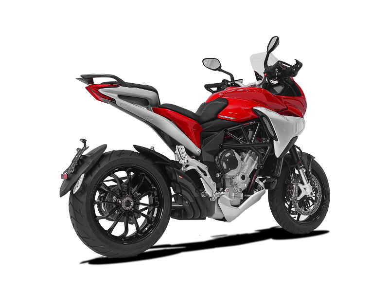 Achteraanzicht van de HP Corse Hydrotre Black Carbon uitlaat op MV Agusta Turismo Veloce