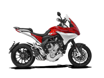 HP Corse Hydrotre Satin Carbon uitlaat gemonteerd op MV Agusta Turismo Veloce zijaanzicht